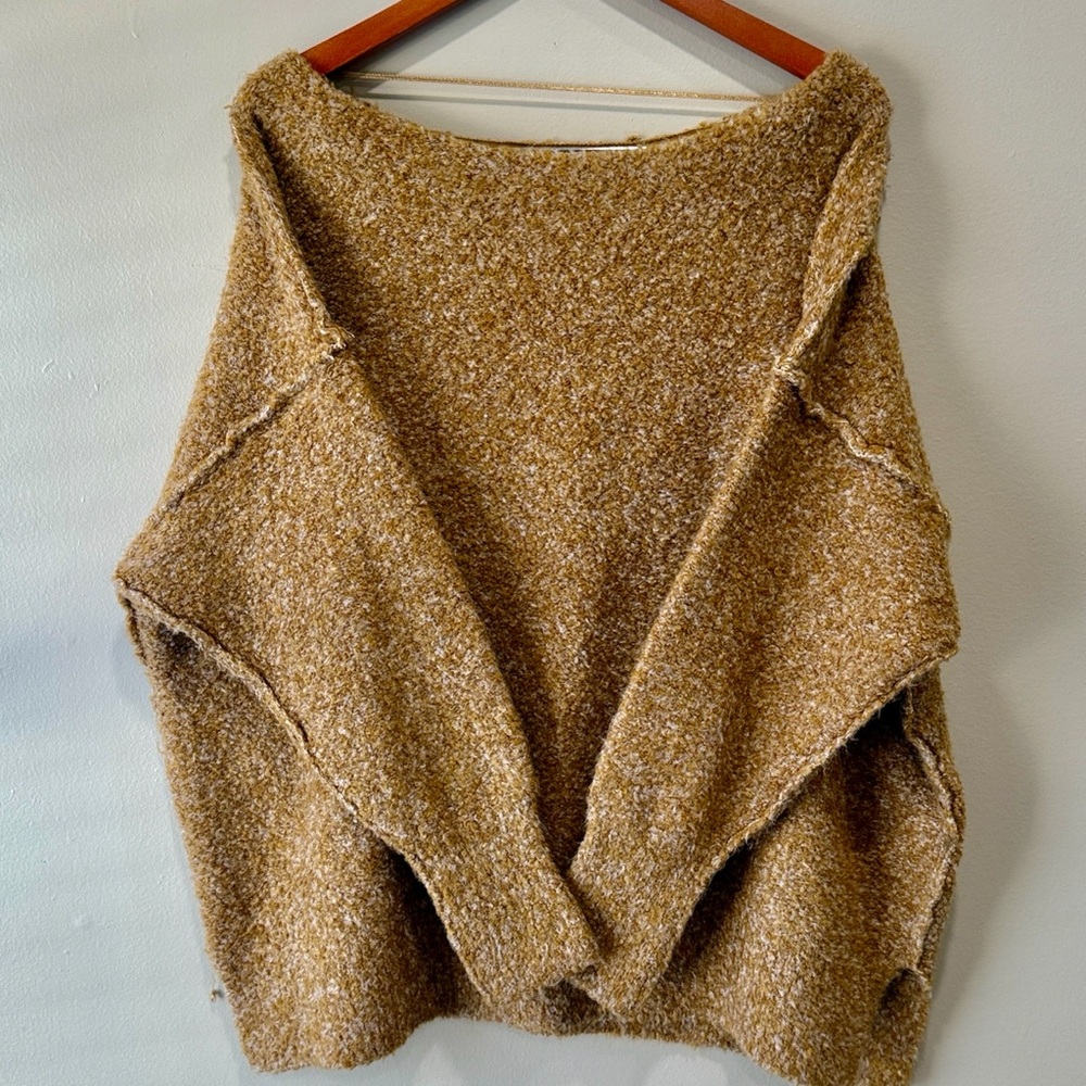 Free People Moira Honeycomb Wool Blend Sweater Slouchy Oversized Tunic Sz Small - Picture 4 of 13